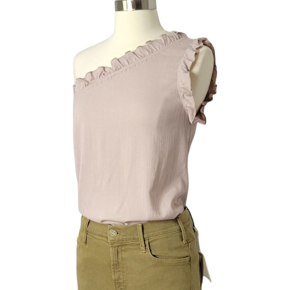 Show Me Your Mumu Ulani One Shoulder Ruffle Blouse Cream Size Small New With Tag